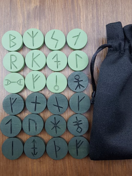Вольный Ветер Руны Исландские ручной работы для гадания, без описания, зеленый