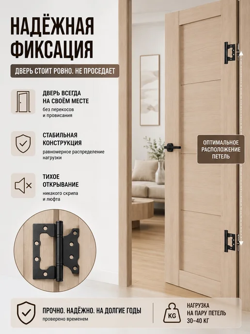Петля дверная накладная бабочки без врезки 6 шт, 6 шт, фото 4