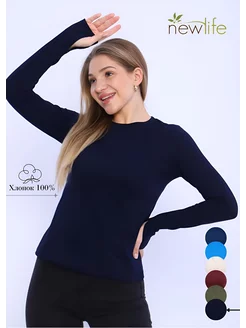 Лонгслив с вырезом для пальца хлопок New Life jersey 192131319 купить за 243 ₽ в интернет-магазине Wildberries