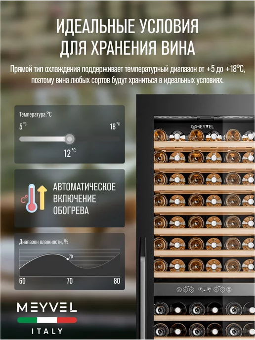 Meyvel Винный шкаф холодильник на 83 бутылки MV83-KBB2, черный, фото 4