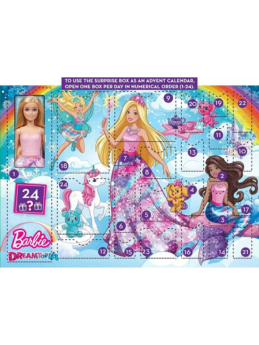 Barbie Адвент календарь кукла Barbie Dreamtopia Fairytale HGM66