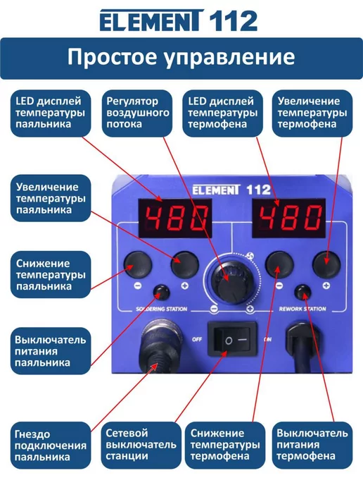 ELEMENT! Паяльная станция Элемент 112, синий, фото 2