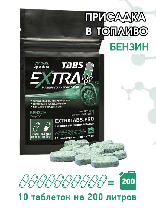 EXTRATABS Присадка в топливо для бензина в бак защита свечи