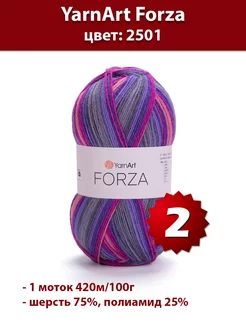 Пряжа Forza 2501 - 2 шт, шерсть носочная Yarnart 192225025 купить за 645 ₽ в интернет-магазине Wildberries