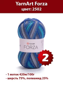 Пряжа Forza 2502 - 2 шт, шерсть носочная Yarnart 192225026 купить за 645 ₽ в интернет-магазине Wildberries