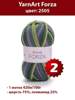 Пряжа Forza 2505 - 2 шт, шерсть носочная Yarnart 192225029 купить за 645 ₽ в интернет-магазине Wildberries