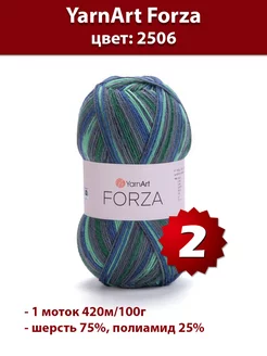 Пряжа Forza 2506 - 2 шт, шерсть носочная Yarnart 192225030 купить за 645 ₽ в интернет-магазине Wildberries