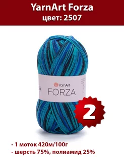 Пряжа Yarnart Forza 2507 - 2 шт, шерсть носочная Yarnart 192225031 купить за 576 ₽ в интернет-магазине Wildberries