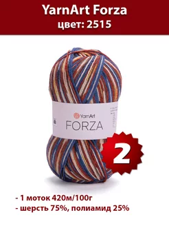 Пряжа Forza 2515 - 2 шт, шерсть носочная Yarnart 192225039 купить за 645 ₽ в интернет-магазине Wildberries