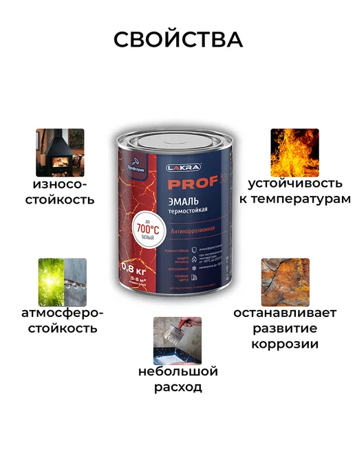лакра Эмаль антикоррозионная до 700С красно-коричневый 0,4кг, 400 г, фото 2