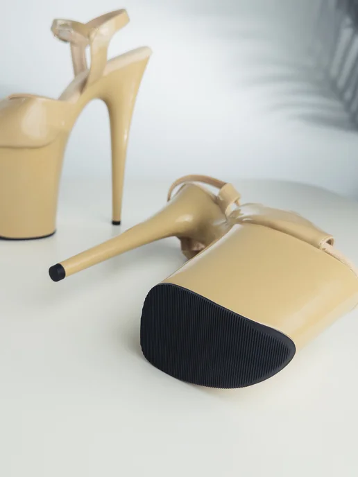 PLEASER Туфли стрипы тройки лаковые, бежевый, фото 8