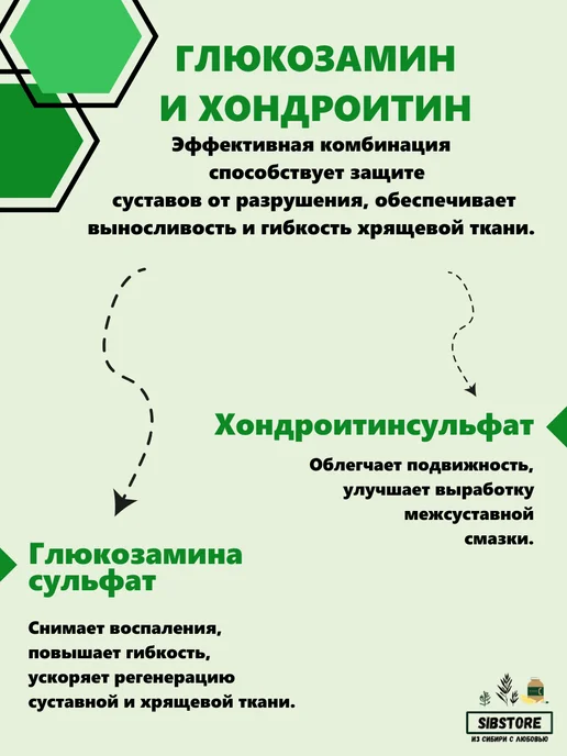 Здоровье из Сибири Глюкозамин и хондроитин для суставов и хрящей, вариант, фото 2