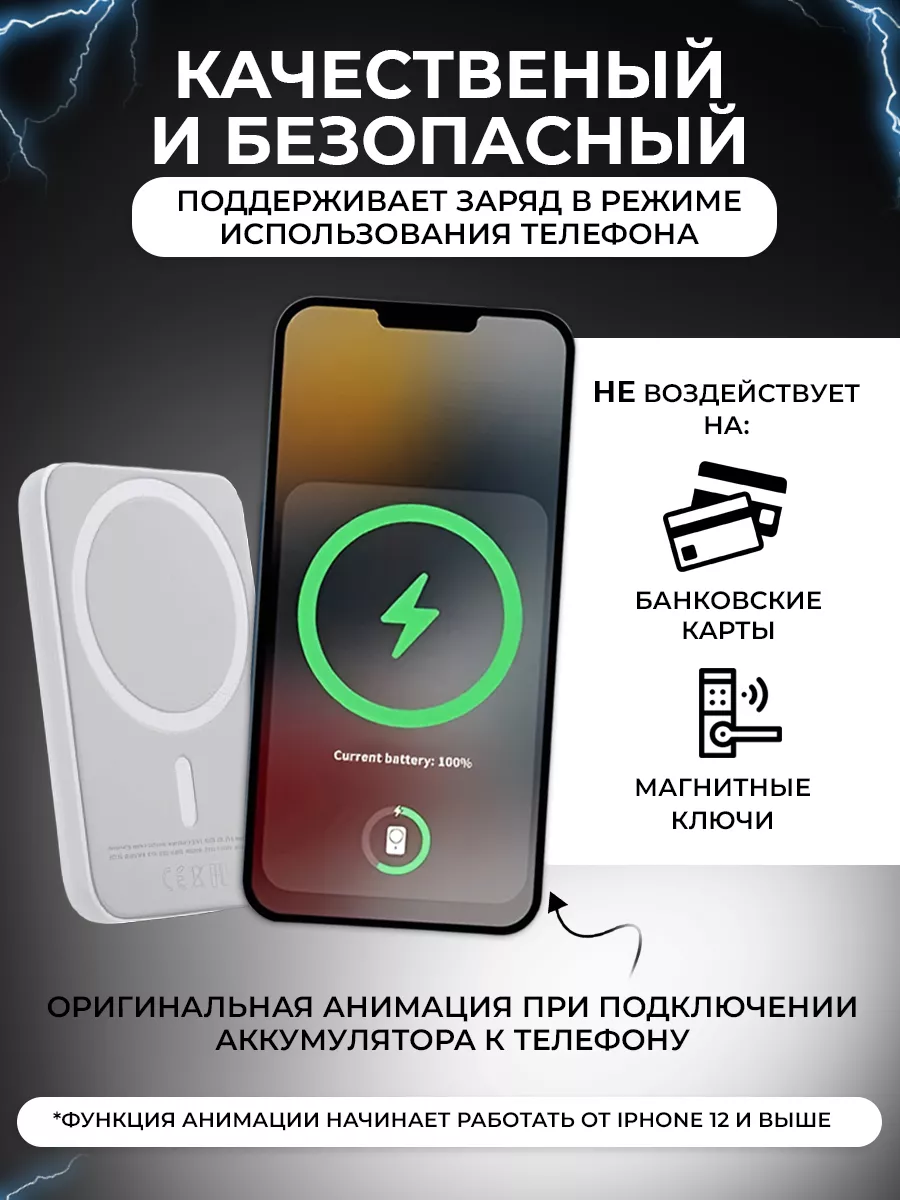 Повербанк для iphone магнитный беспроводной 3000 mAh Кибер Гаджет 192307335  купить за 1 055 ₽ в интернет-магазине Wildberries