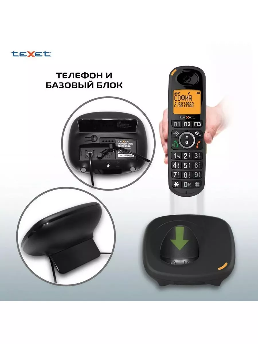 Радиотелефон teXet TX-D8905A черный teXet 192346530 купить за 2 305 ₽ в  интернет-магазине Wildberries