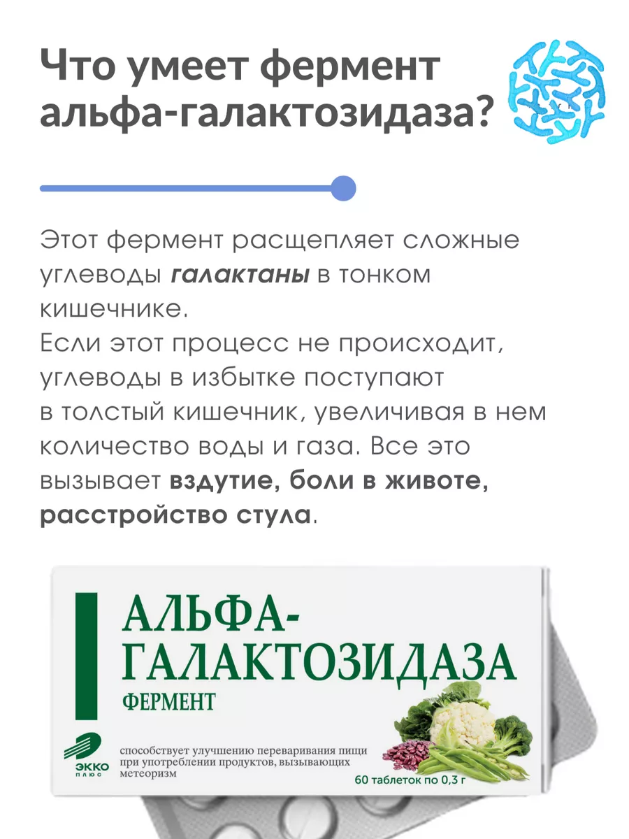 Фермент альфа-галактозидаза, №60 ЭККО ПЛЮС 192503005 купить в  интернет-магазине Wildberries