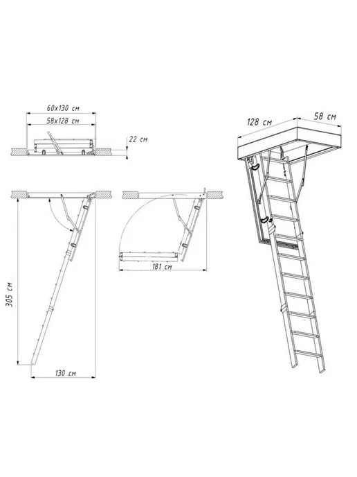 FAKRO Чердачная лестница LTM 60х120х280 см, 60x130x305 см, фото 6