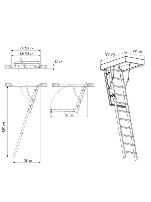 FAKRO Чердачная лестница LTM 60х120х280 см, 70x130x305 см, фото 6