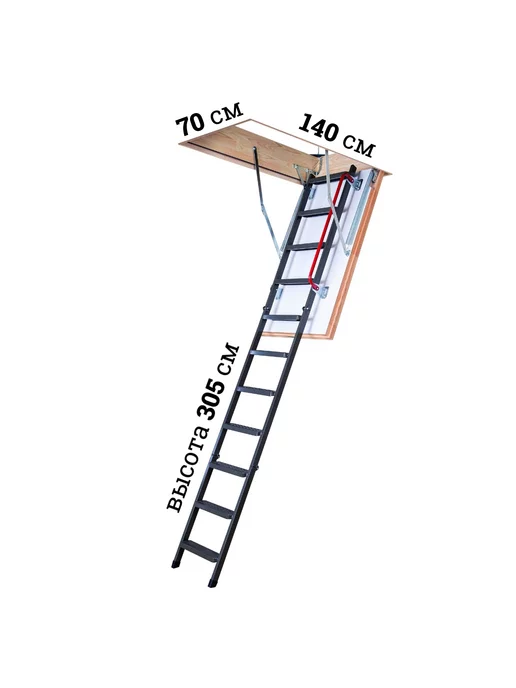 FAKRO Чердачная лестница LTM 60х120х280 см, 70x140x305 см, фото 3