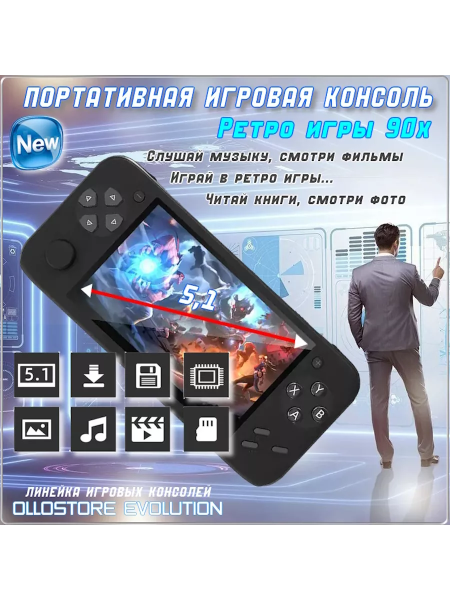 Портативная игровая консоль с играми 90х OLLOSTORE 192551766 купить за 3  920 ₽ в интернет-магазине Wildberries