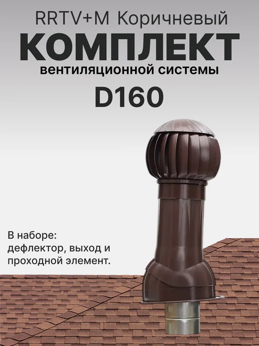 ERA Комплект вентиляционной системы 125-160 для металлочерепицы, коричневый