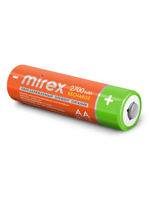 Mirex Батарейки АА аккумуляторные пальчиковые 2700 mAh 2 штуки, 2700 мАч, фото 5