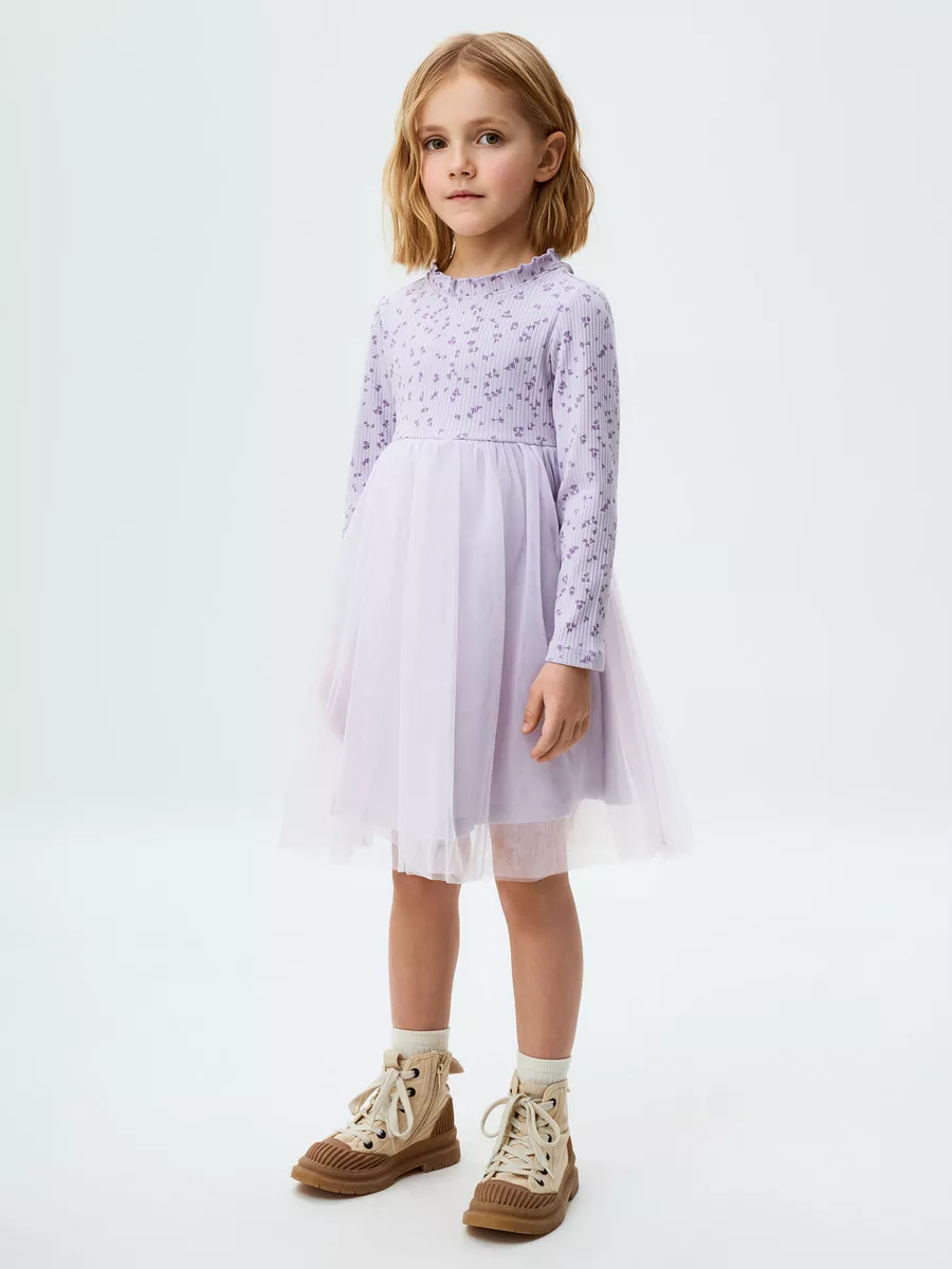 Сиреневое нарядное платье с юбкой пачкой пайетками на возраст 6-7 лет рост 120см