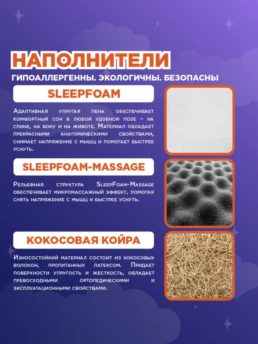 Dreamson Матрас 80х155 беспружинный, односпальный 14см, 80x135, фото 3