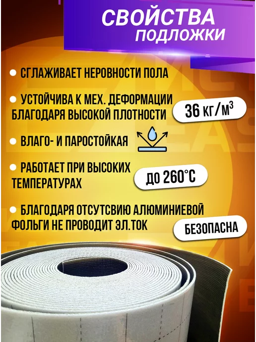 Eastec Подложка для теплого пола лавсановая теплоизоляция 10м.кв, 10 м, фото 3