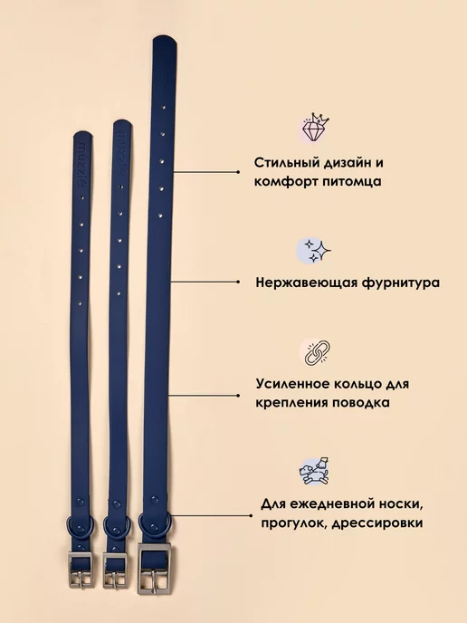 Muzzle pet care Ошейник для собак и кошек, синий, фото 3