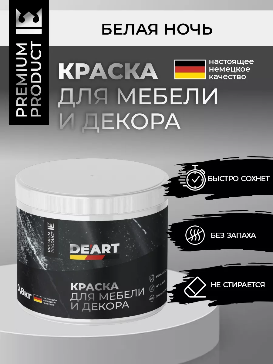 Меловая краска для мебели и дерева без запаха белая ночь