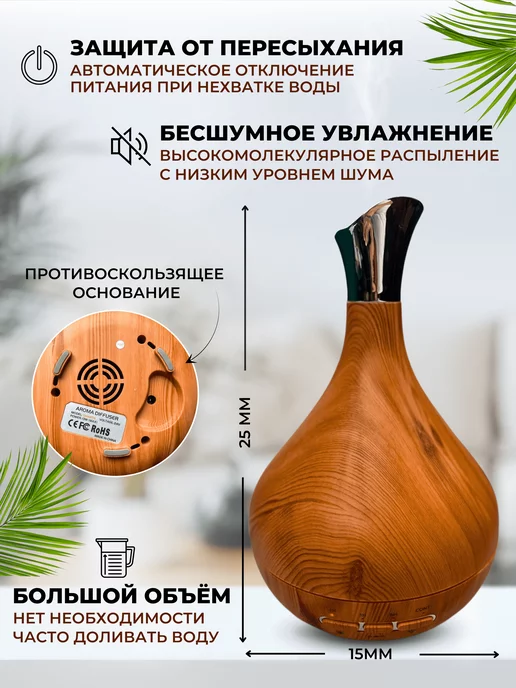 LVT Home Увлажнитель воздуха с подсветкой электрический, бежевый, фото 2