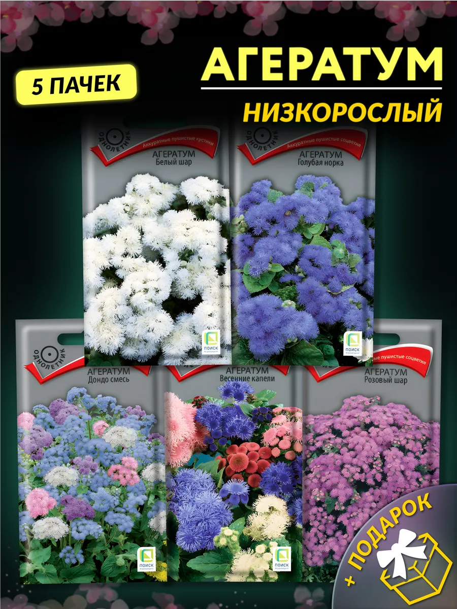 Семена цветов агератум низкорослый Агрохолдинг Поиск 192912133 купить за  228 ₽ в интернет-магазине Wildberries