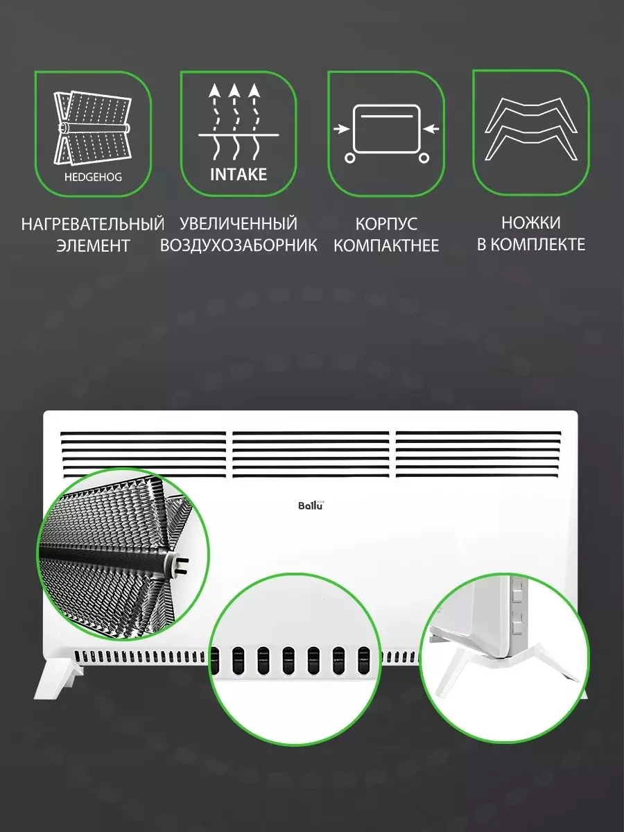 Обогреватель для дома, конвектор Camino Eco BEC/EMT-2500 Ballu 192996177  купить в интернет-магазине Wildberries