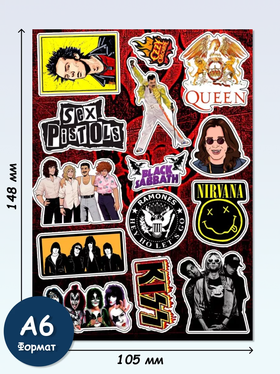 Виниловые наклейки стикеры Рок группы Queen Kiss AC DC Geek On 193091659  купить за 245 ₽ в интернет-магазине Wildberries