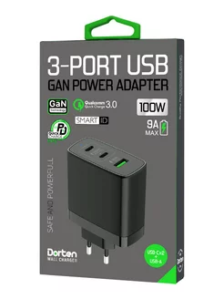 Быстрая зарядка 3 USB Smart ID 100W GaN PD3.0/PPS+QC3.0 DORTEN 193103958 купить за 3 189 ₽ в интернет-магазине Wildberries