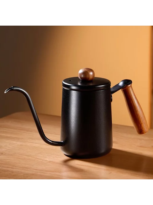 Coffeekoff Кофейник, Чайник заварочный металлический, 600 мл, черный, 600 мл, фото 4