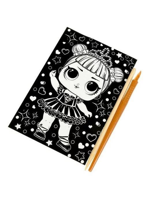 Мульти Арт Гравюра Скретчинг "Куколка-модница", 10 х15 см, серебряная, 10x15 см, фото 2