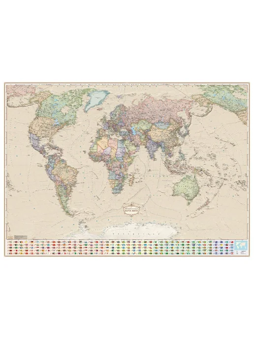 Глобен Карта Мира политическая в стиле ретро 160 х 110 см, 160x110 см, фото 8