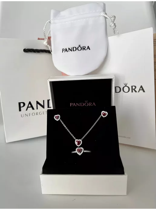 PANDORA Комплект Красное сердце