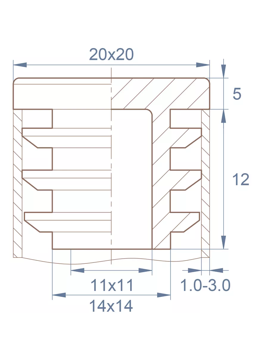 Заглушки квадратные для труб 20x20 – М6ЧС