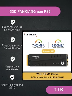 SSD накопитель для PS5 M2 NVMe PCIe 4,0x4 M.2 2280 1TB FANXIANG 193540442 купить за 10 118 ₽ в интернет-магазине Wildberries