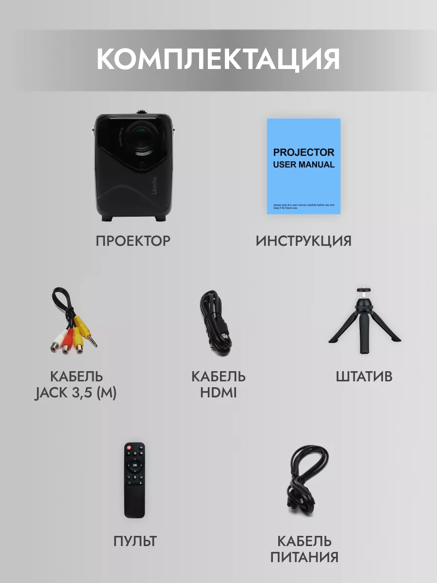 Проектор для фильмов мини домашний Umiio с HDMI iHOME 193601350 купить в  интернет-магазине Wildberries