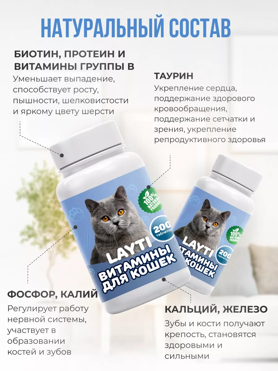 Витамины для кошек для шерсти LAYTI 193663875 купить за 399 ₽ в  интернет-магазине Wildberries