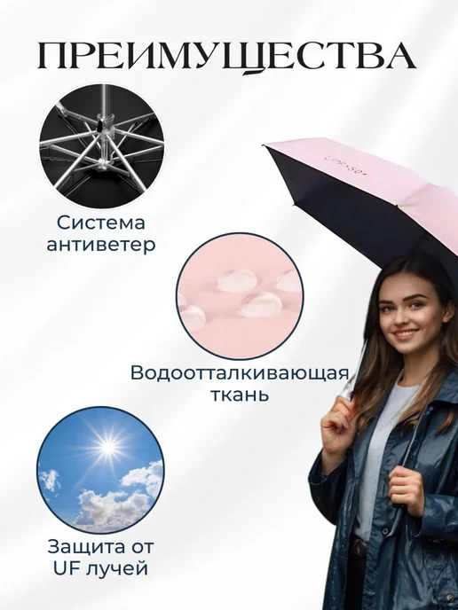 PodarkinDom Компактный складной мини зонт, розовый, фото 2