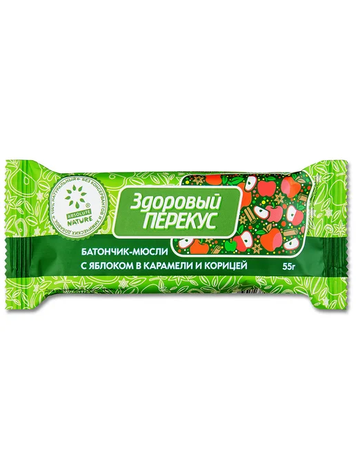 Absolute Nature Батончик мюсли злаковый Здоровый перекус с яблоком и корицей, вариант, фото 2