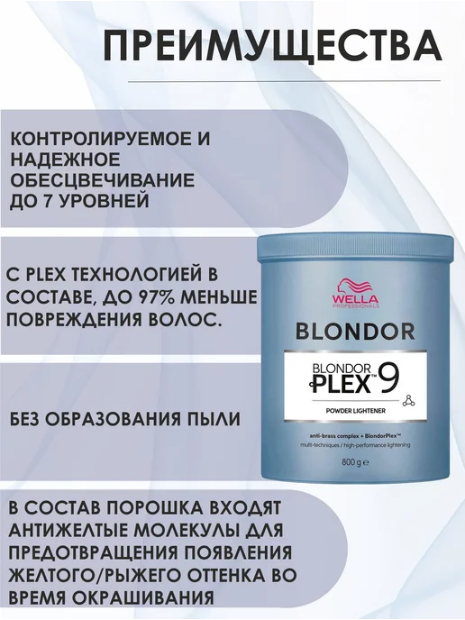 WELLA PROFESSIONALS Пудра обесцвечивающая Blondor Plex 800г, 800 г, фото 4