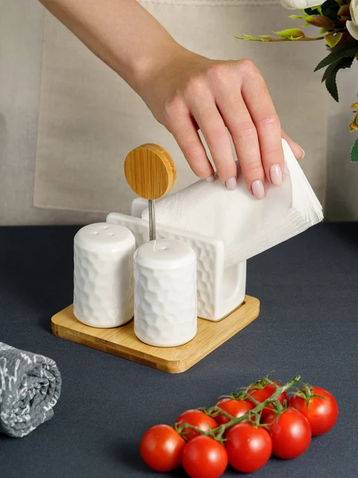 Gift'n'Home Набор для специй с солонкой и перечницей на кухню, белый, фото 3