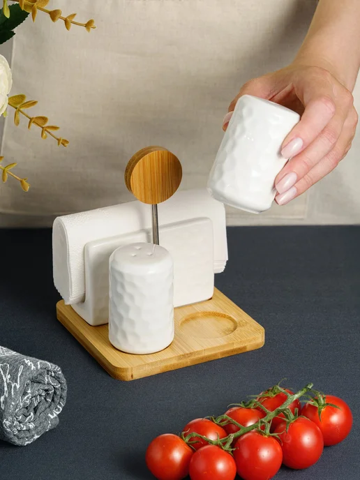 Gift'n'Home Набор для специй с солонкой и перечницей на кухню, белый, фото 7