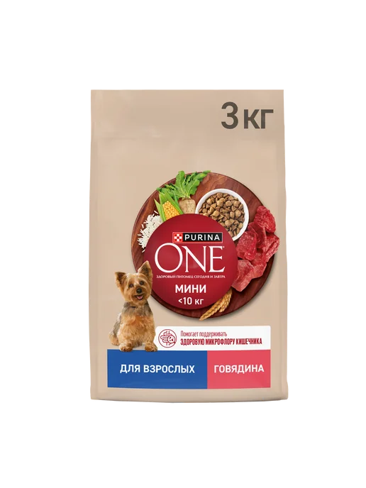 Сухой корм PURINA ONE Малых для собак, взрослые, говядина, 3 кг, фото 2