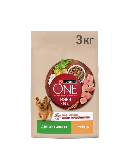 Сухой корм PURINA ONE Активных Малых для собак, курица, 3 кг, фото 2